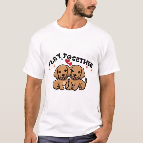 Lets Play together_Puppy design  T_Shirt