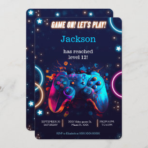 Let's Play Video Game Birthday Invitation