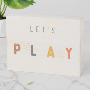let's play. Wood Box Wall Art Sign