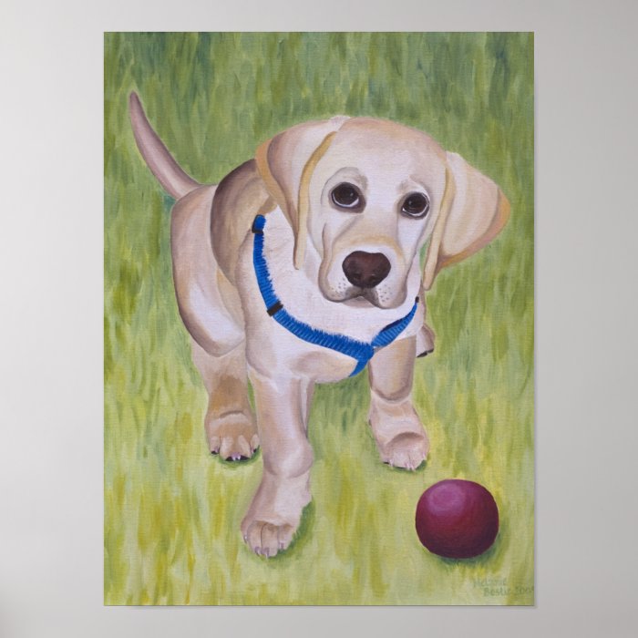 Lets Play Yellow Lab Puppy Print