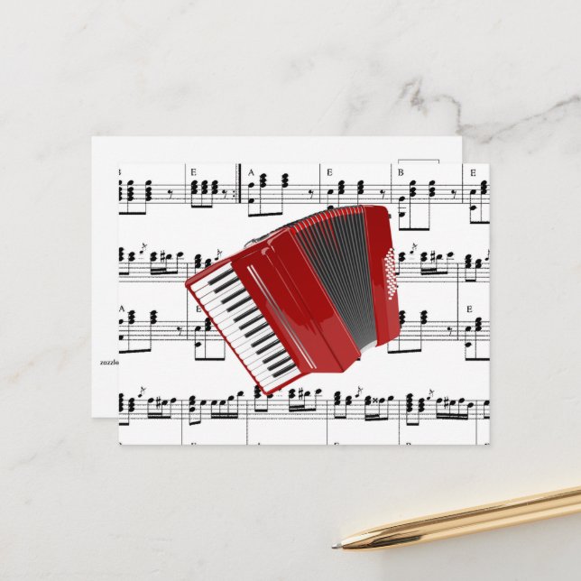 Let's Polka, Red Accordion, Postcard (Front/Back In Situ)