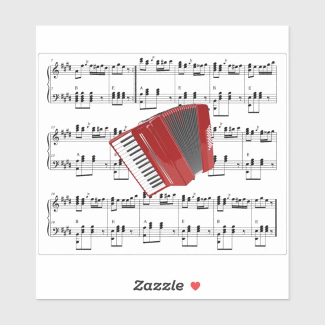 Let's Polka, Red Accordion, Sticker (Sheet)
