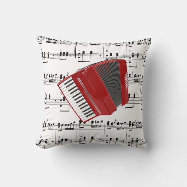 Let's Polka...red accordion Throw Pillow (Front)