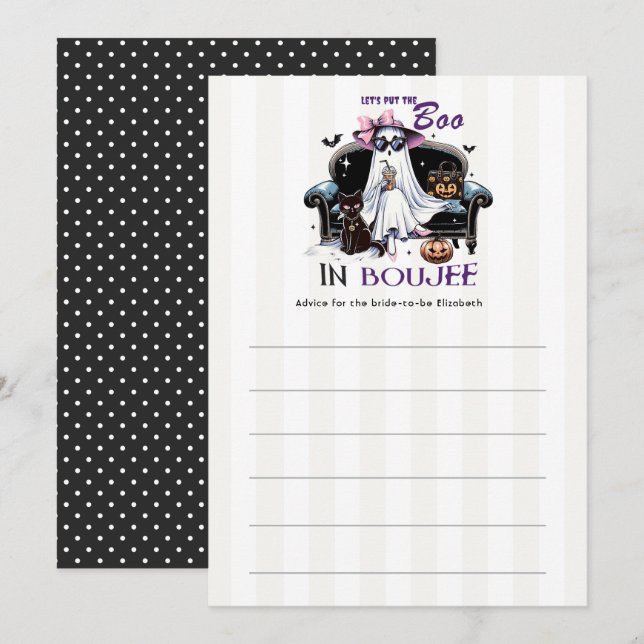 Let's Put the Boo in Boujee Halloween Bachelorette Advice Card (Front/Back)