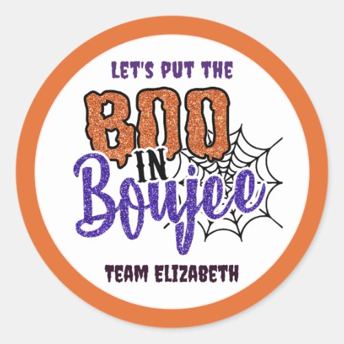 Let's Put the Boo in Boujee Halloween Bachelorette Classic Round Sticker
