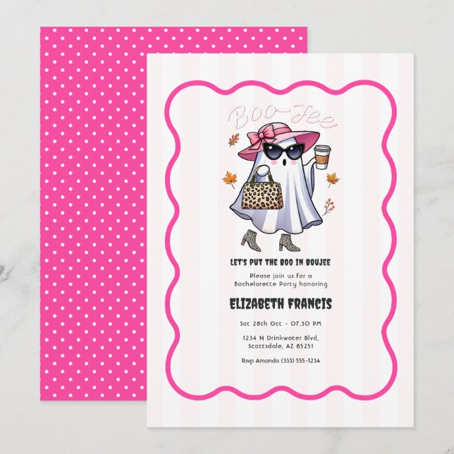 Let's Put the Boo in Boujee Halloween Bachelorette Invitation (Front/Back)
