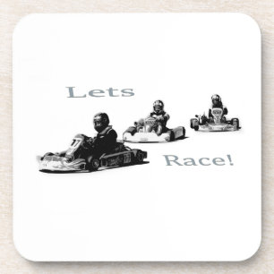 Lets Race - Go Cart Racers Beverage Coaster