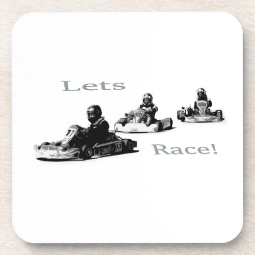 Lets Race _ Go Cart Racers   Beverage Coaster
