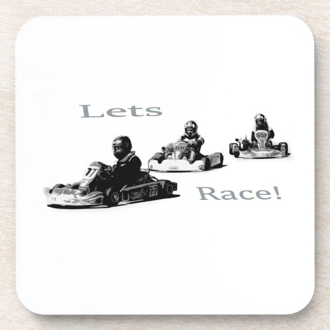 Lets Race - Go Cart Racers   Beverage Coaster (Front)