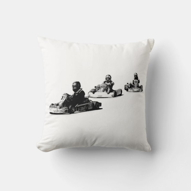 Lets Race - Go Kart Racers    Throw Pillow (Front)