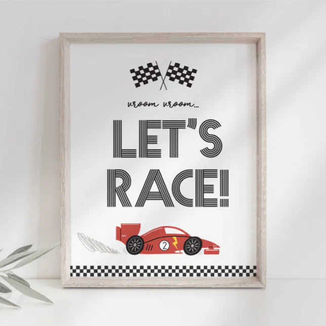 Let's Race Party Sign | Zazzle