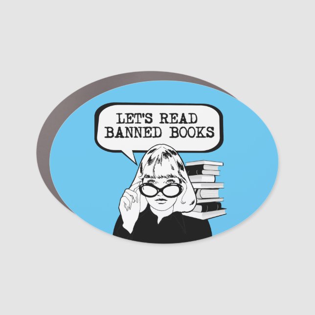 Let's Read Banned Books Retro  Car Magnet (Front)