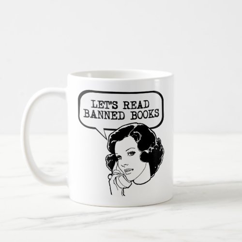 Lets Read Banned Books Retro Coffee Mug