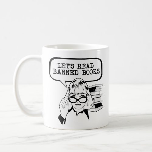 Lets Read Banned Books Retro  Coffee Mug