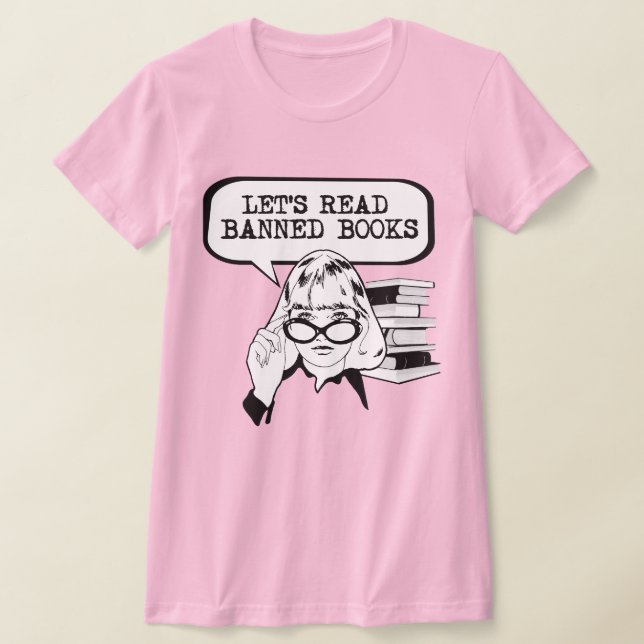 Let's Read Banned Books Retro  T-Shirt (Laydown)