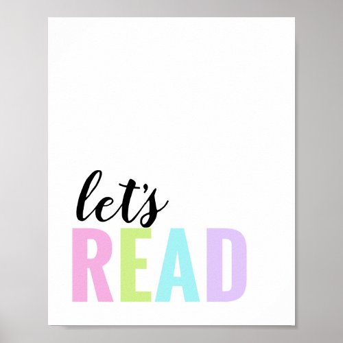 Lets Read Playroom Pastel Rainbow Poster