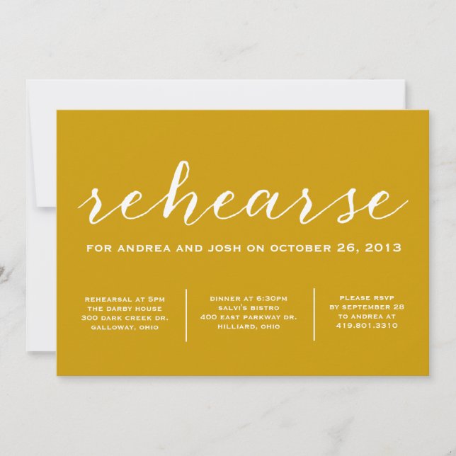 Let's Rehearse Calligraphy Invitation (Front)