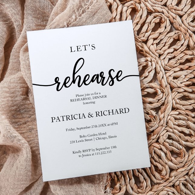 Let's Rehearse Simple Elegant Rehearsal Dinner Invitation (Creator Uploaded)