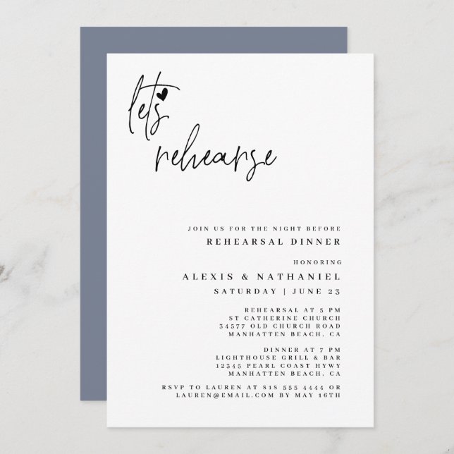 Let's Rehearse The Night Before Wedding Invitation (Front/Back)