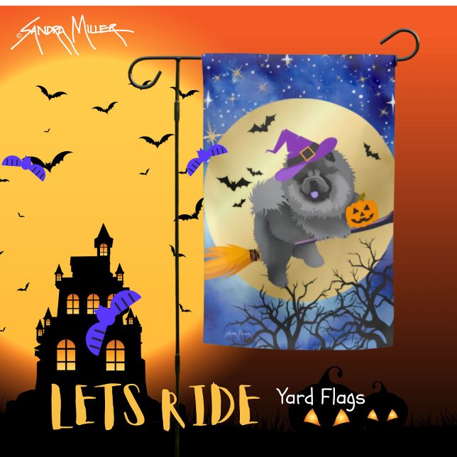 LETS RIDE Black Chowloween Halloween  Garden Flag (Creator Uploaded)