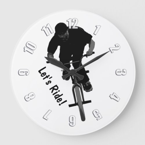 Lets Ride _ BMX Rider Large Clock