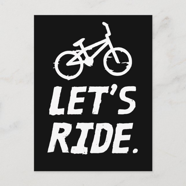 Let's Ride City and Mountain Cyclist Humor Postcard (Front)
