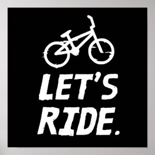 Let's Ride City and Mountain Cyclist Humor Poster