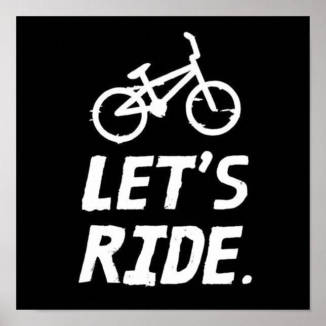 Let's Ride City and Mountain Cyclist Humor Poster (Front)