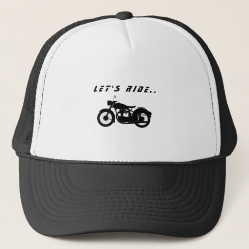 Lets Ride Generic Motorcycle Black  White Trucker Hat