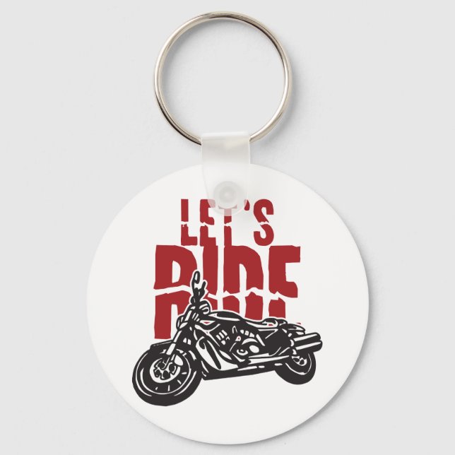 Lets Ride Motorcycle Design Keychain (Front)