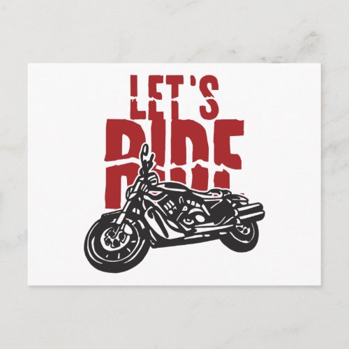 Lets Ride Motorcycle Design Postcard