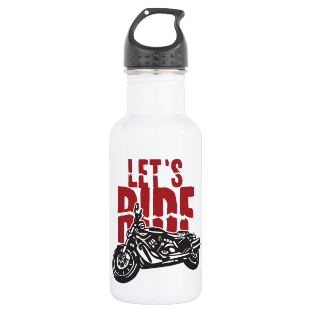 Lets Ride Motorcycle Design Water Bottle (Front)