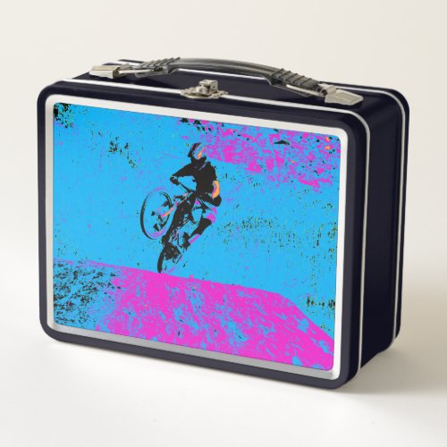 Lets Ride _ Mountain Biker  Metal Lunch Box
