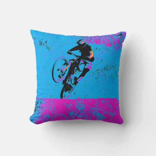 Lets Ride _ Mountain Biker  Throw Pillow