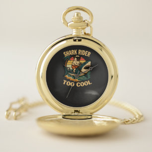 Let's ride the shark with Pug Pocket Watch