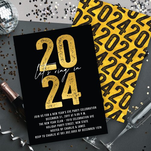Lets Ring In 2024 New Year Eves Holiday Party Invitation