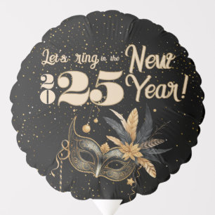 Let's ring the New Year party Glamorous Black Balloon