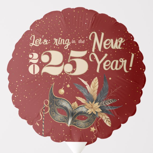 Let's ring the New Year party Glamorous Red Black Balloon (Front)