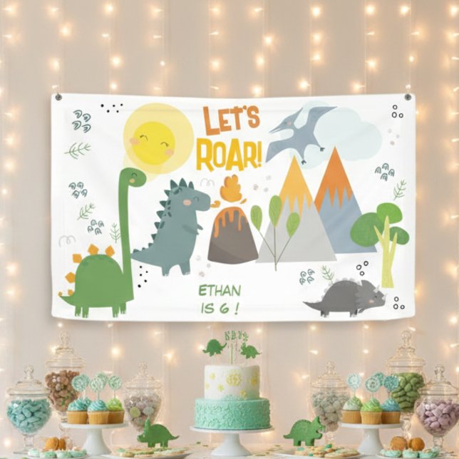 Let's roar Dino party kids birthday Banner (Creator Uploaded)