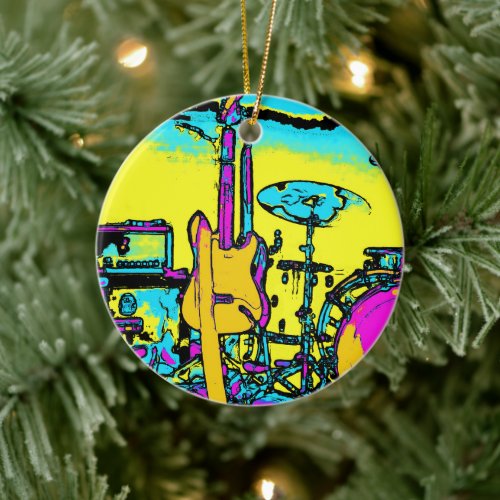 Lets Rock and Roll _ Music Instruments  Ceramic O Ceramic Ornament