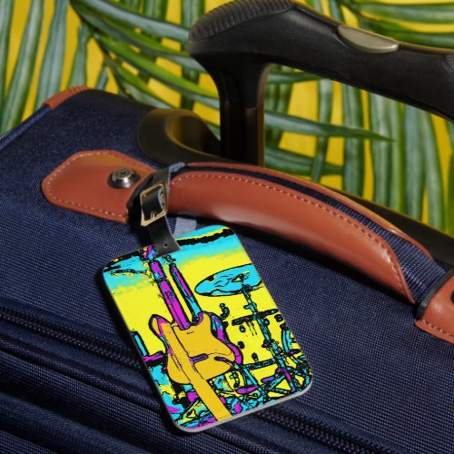 Lets Rock and Roll _ Music Instruments  Luggage Tag