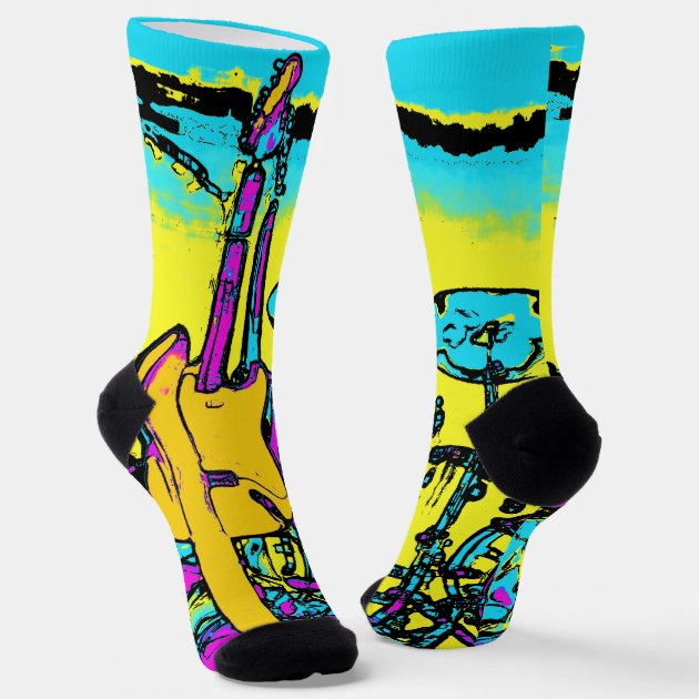 Let's Rock and Roll - Music Instruments Socks | Zazzle