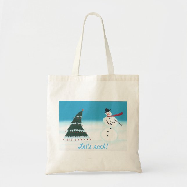 Let's rock, Christmas tree Snow man canvas bags (Front)