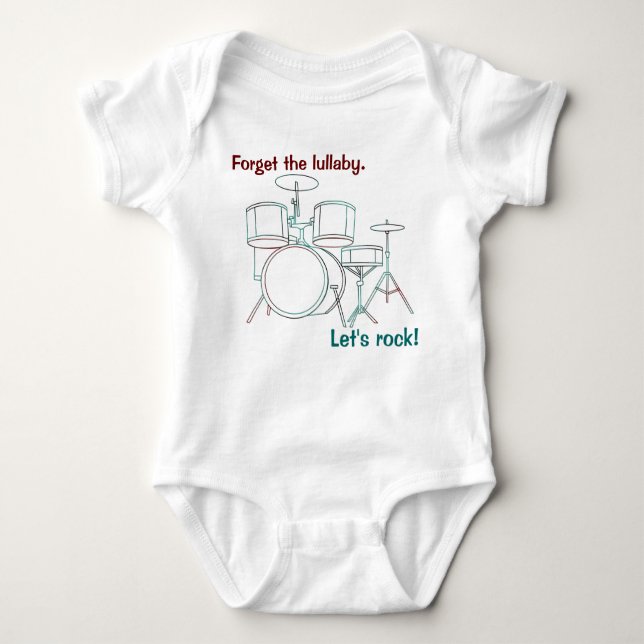 Let's Rock  Drum Set T-shirt Baby Bodysuit (Front)