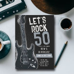 Let's Rock Electric Guitar Adult Black Birthday Invitation<br><div class="desc">Looking for adult birthday ideas for men or women? Celebrate a milestone birthday with a rock and roll party,  starting with this fun music festival poster style invitation that features an electric guitar and a black background.</div>