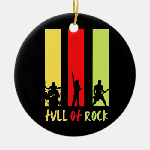 Lets Rock Full Of Rock Music Band Guitar Bass Ceramic Ornament