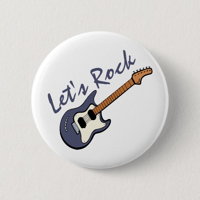 Let's Rock Guitar Pinback Button (Front)