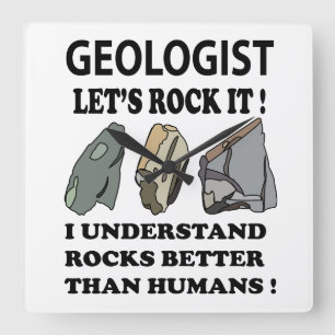 Lets Rock IT Geologist Square Wall Clock