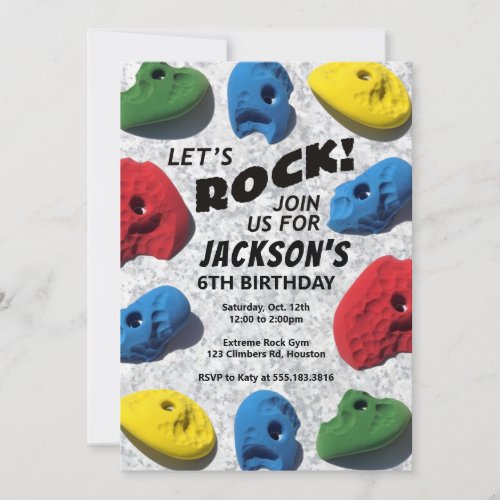Lets Rock Kids Rock Climbing Birthday Invitation