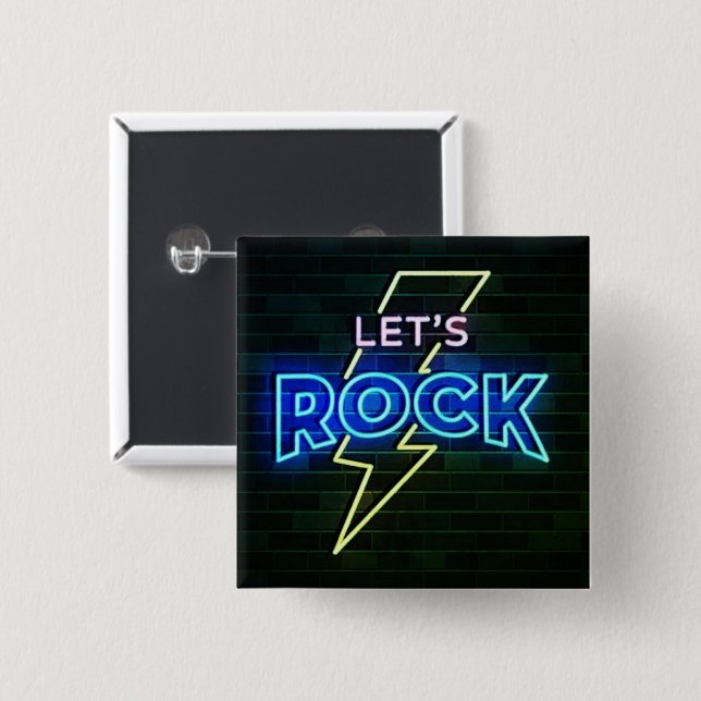 Let's Rock Lightning Bolt 2 Button (Front & Back)